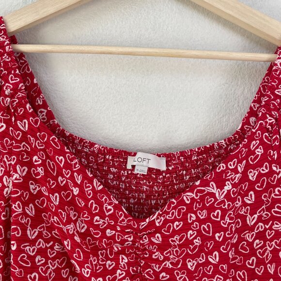 Loft Womens Plus 16 Heart Cinched Sweetheart Neck Blouse Shirt Top - Picture 9 of 12